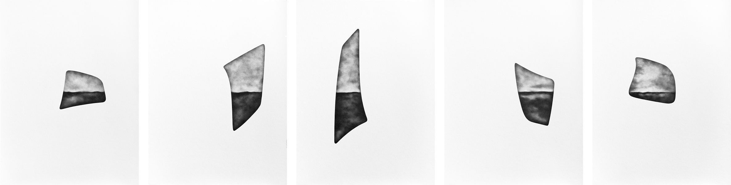 Open Drawing #135, #134, #133, #132, #131 / Graphite Pencil on Matboard / 45 x 60 cm